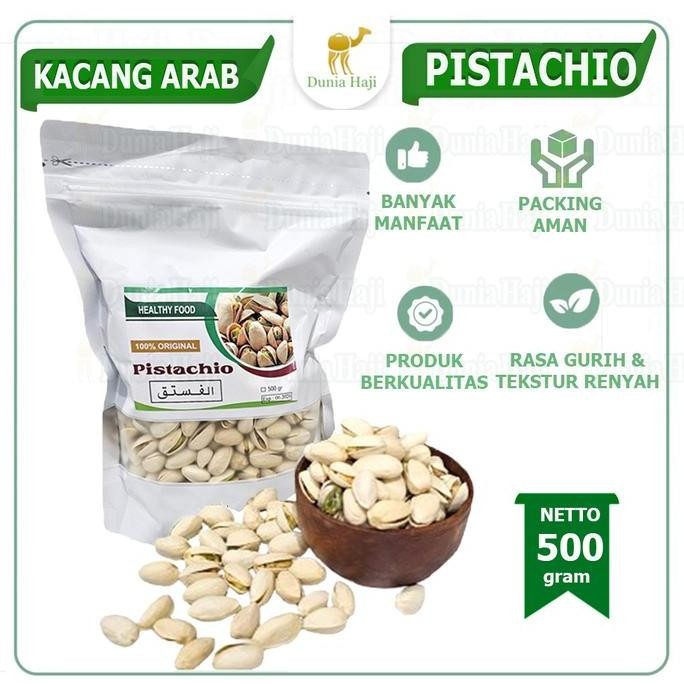

Pistachios / Kacang Pistachio Arab Fustuk Murahh/ Oleh Oleh Haji Dan Umroh Makanan Food