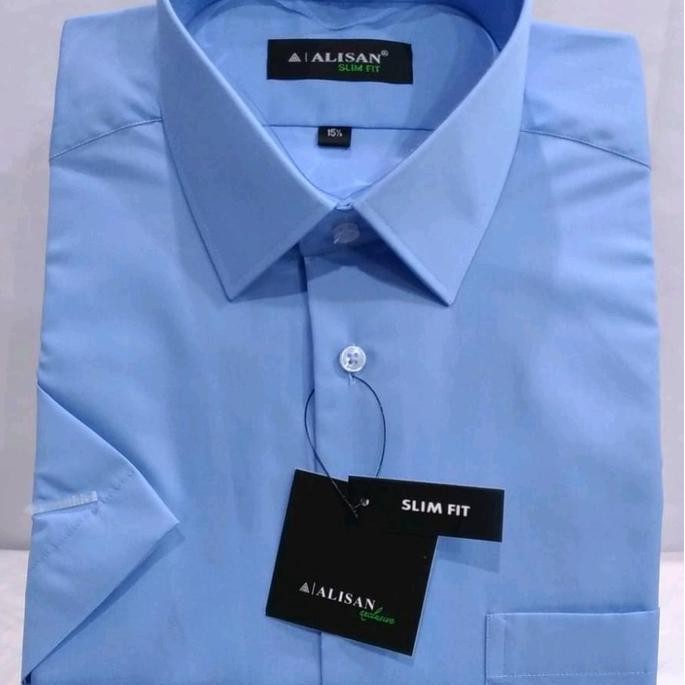 Kemeja Alisan Pendek Warna Biru Muda B2