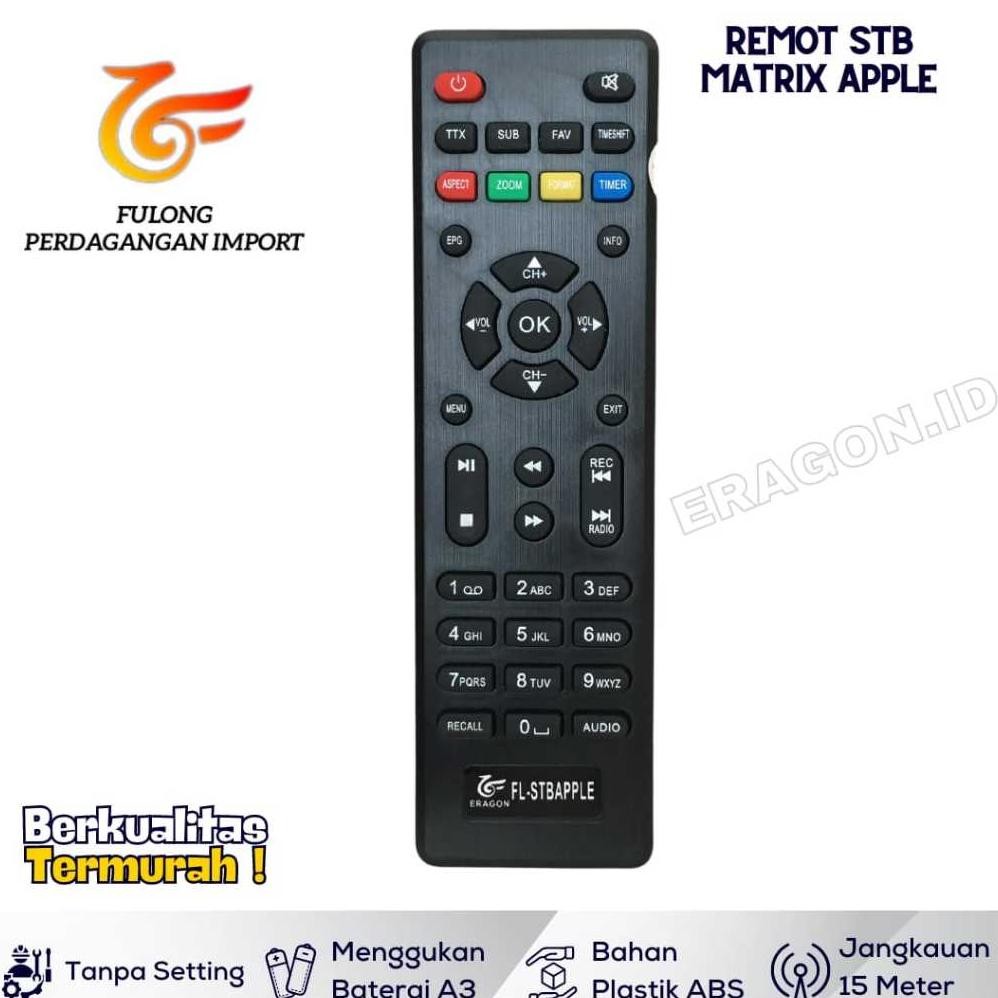 wd-54 fb-43 ii-99 TU26 ERAGON Remote STB | Suitable For Set Top Box DVB T2 Matrix Apple HD Merah Mur