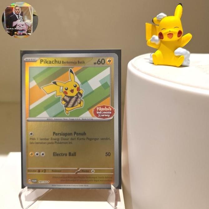 Pikachu Berkemeja Batik Holo promo kartu pokemon tcg indo Rare Original