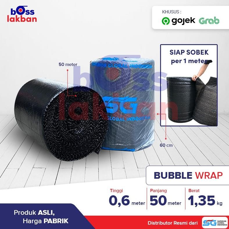 

JH8 Bubble Wrap SG Siap Sobek Bening Hitam 120 cm x 50 meter