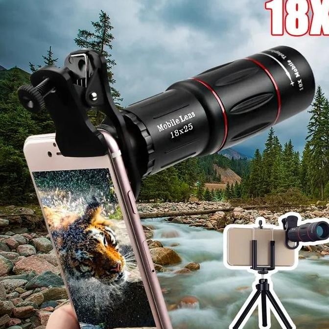 2 In 1 Apexel Ori Lensa Telephoto 18X + Tripod Mini - Apl-T18Zj Aksesoris Kamera Ponsel Kaca Lensa  