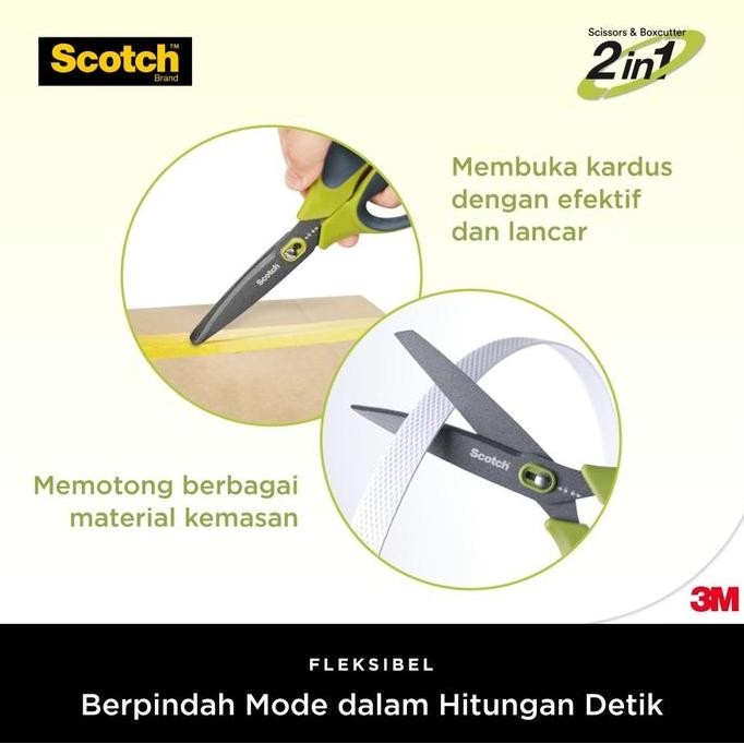 

ready !!! Scotch 3M Unboxing Scissors 1487NS Green, 7 Inch