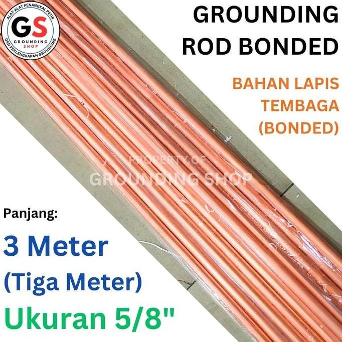 Rod Copper Bonded 5/8 X 3 Meter / Stik Grounding Rod Copper Bonded
