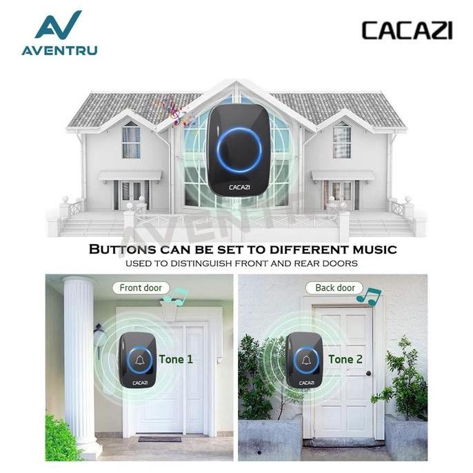 Cacazi Door Bell Bel Pintu Rumah Wireless Waterproof Doorbell