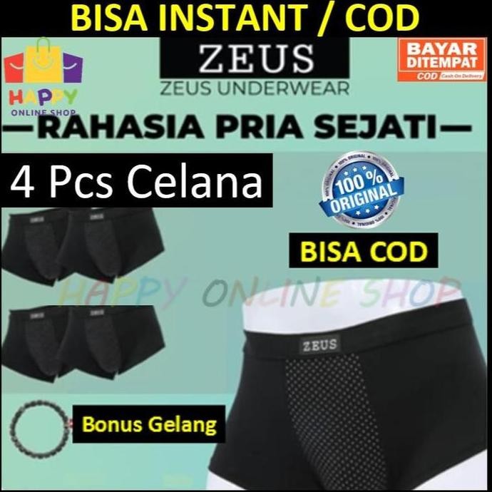 Zeus Celana Dalam Kesehatan Pria - Zeus Underwear- 4 Celana 1 Gelang