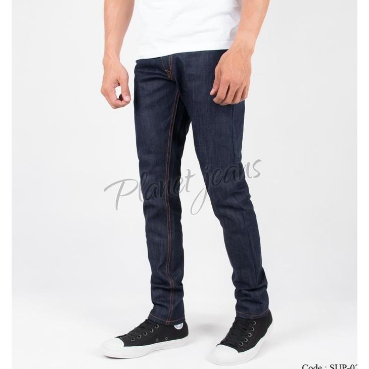 Celana Jeans Skinny Panjang Raw Denim Japan Non Selvedge Cowok Skiny