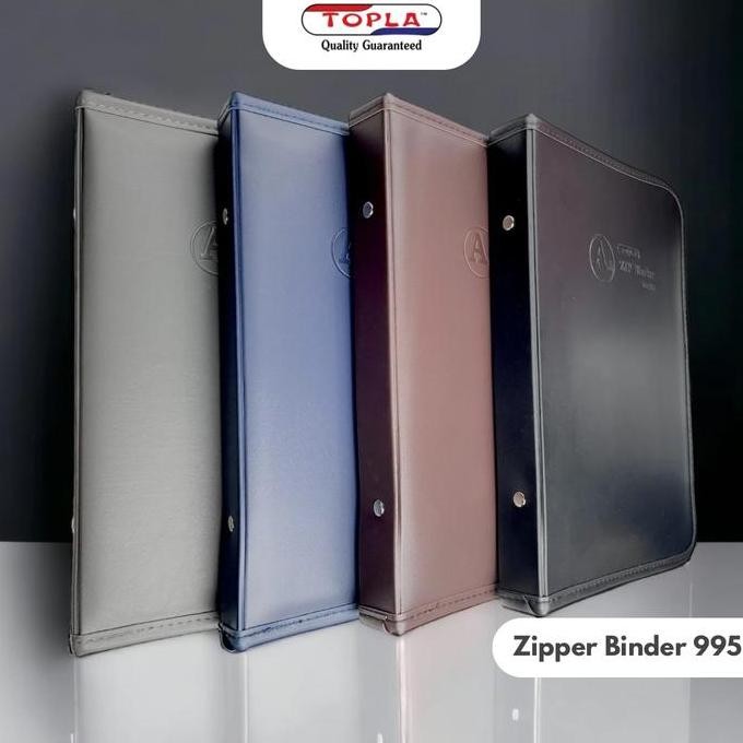 

TOPLA Binder Kulit Resleting A5 Buku Binder Zipper Binder Kulit Ukuran A5 995 Binder Campus Alat Besi Hitam Biru Stationery