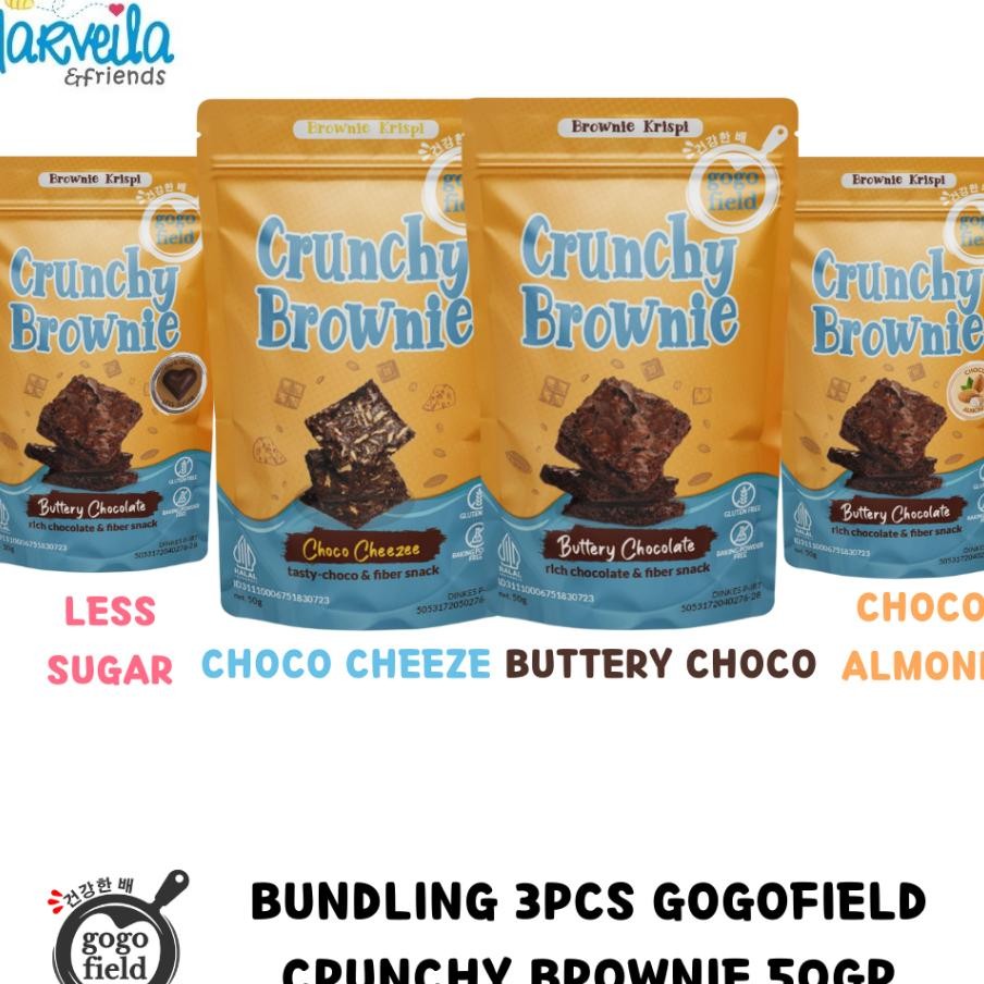 

Bundling 3Pcs Gogofield Crunchy Brownie Buttery Chocolate 50Gr Brownies Krispi