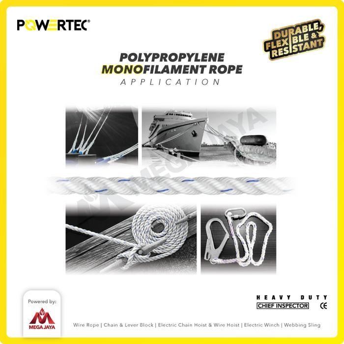 Powertec Tali Tambang Pp 24Mm X 200M Polypropylene Pp Mono Rope Original Dan Terpercaya