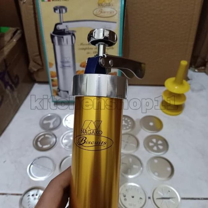 cetakan kue kering akar kelapa semprit gold kuningan 20pcs / cetakan kue semprit akar kelapa nagako 