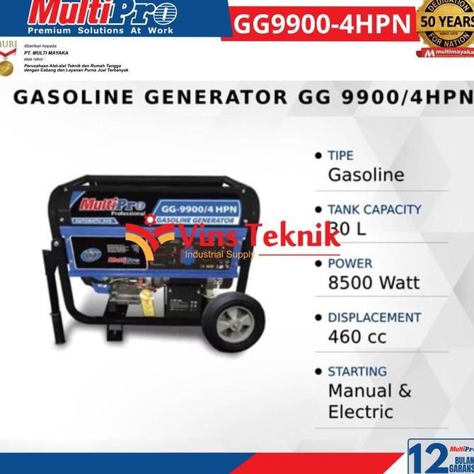 Terlaris Multipro Gg 9900/4 Mesin Genset Bensin Gasoline Generator 8500 Watt Genset 4Tak Gg9900 Read