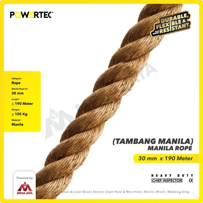 

Tali Tambang Manila Rope 30 Mm X 190 M X 105 Kg Powertec Tampar Dadung Original Dan Terpercaya