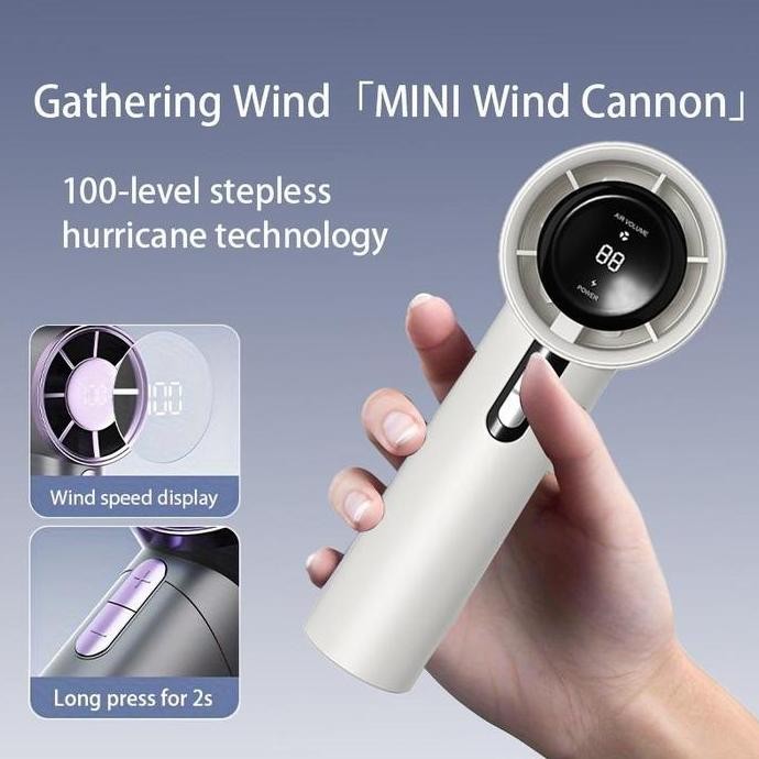 Kipas mini angin kencang 100 kecepatan angin tampilan digital kipas genggam turbin kecepatan tinggi 