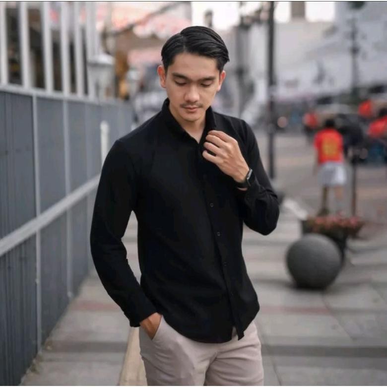 Kemeja Hitam Pria Kemeja Polos Panjang Hitam Pria Kemeja Polos Formal Cowok Kemeja Maroon Lengan Pan