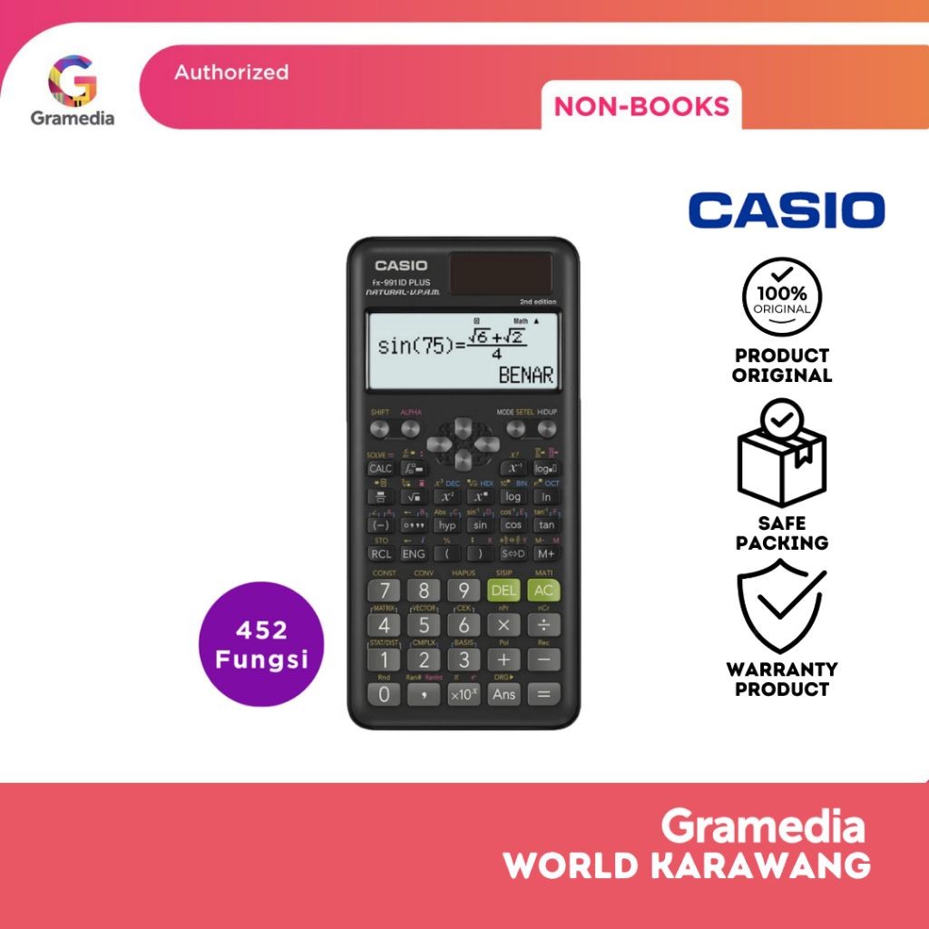 

Gramedia Karawang - CALCULATOR CASIO CAL SCIENTIFIC FX-991IDPLUS, 552 FUNGSI