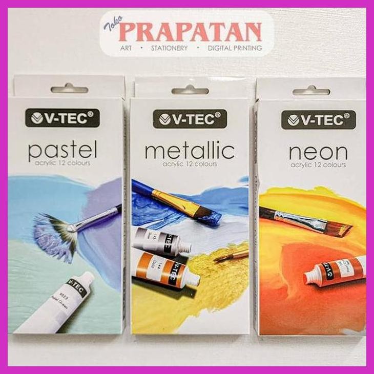

( SEKOLAH / LUKIS ) COD CAT AKRILIK SET V-TEC NEON METALLIC PASTEL 12X6ML | V-TEC ACRYLIC SET (SENI / MENGGAMBAR / ART / KERAJINAN ) PACKING AMAN