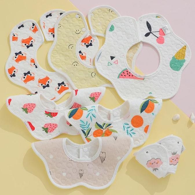 Celemek Bayi Anti Muntah Bib Slabber Handuk Air Liur Baby Bahan Katun Celemek Makan Bayi Co