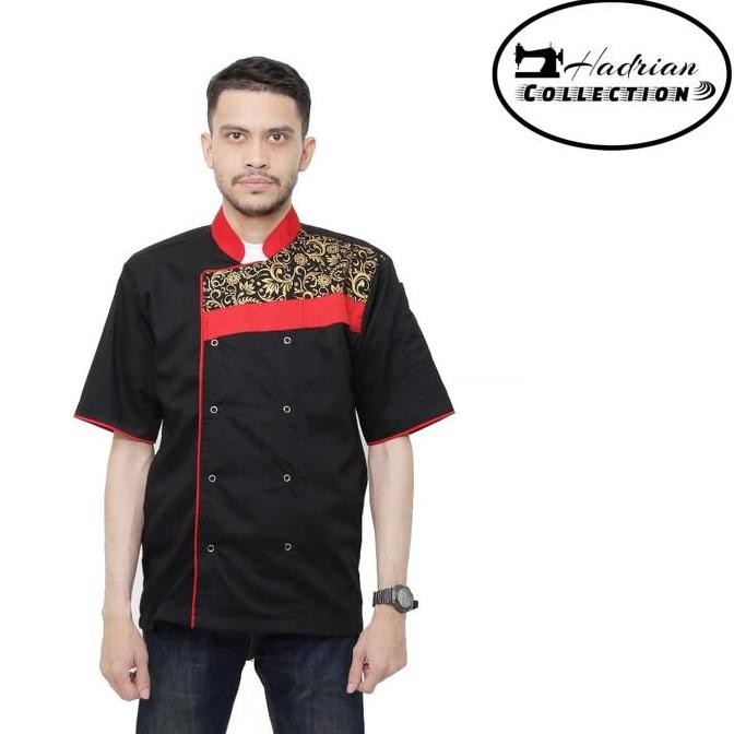 BAJU KOKI COMBINATION BATIK BAJU CHEF SERAGAM KOKI PROPESIONAL