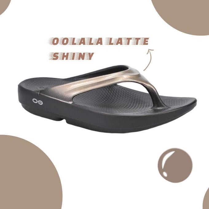 Oofos Women Sandal Oolala Thong Black Latte