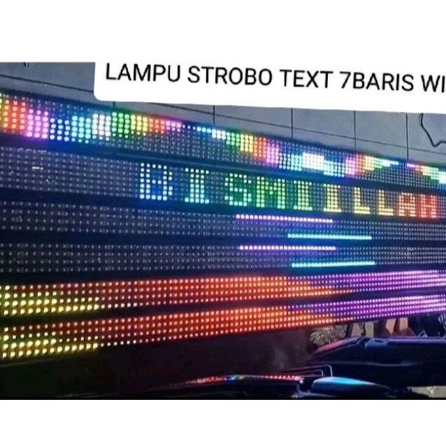 LAMPU STROBOKACA RUNNING TEXT 7 BARIS WIFI 12-24V MOBIL PICKUP TRUCK & BUS +MODUL