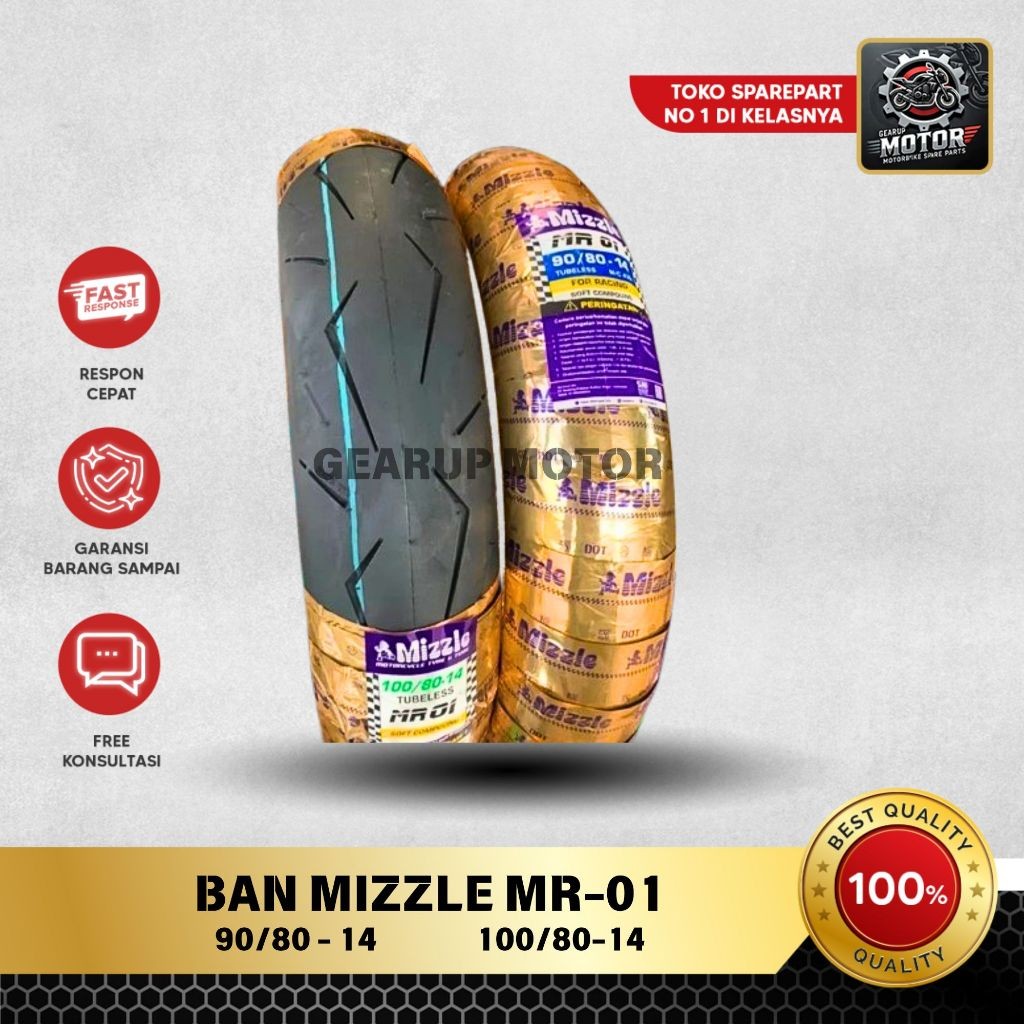 BAN MIZZLE MR01 MR 01 90/80 RING-14 100/80 RING 14 BAN DONAT TUBELESS RACING SOFT COMPOUND