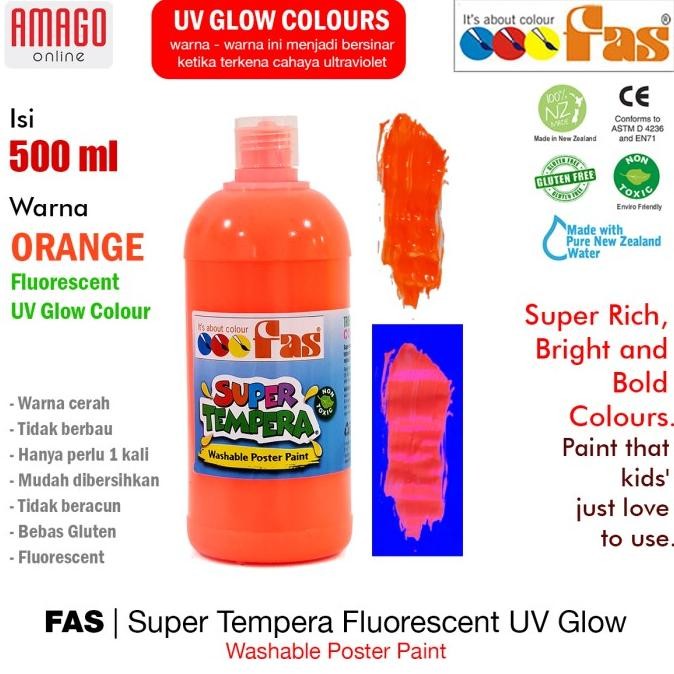 

FAS - SUPER TEMPERA FLUORESCENT UV GLOW PAINT - 500 ml - ORANGE