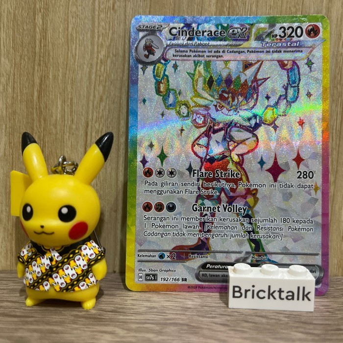 Kartu Pokemon TCG sv7s Cinderace ex Terastal SR 192/166 Trading Card Game Bahasa Indonesia