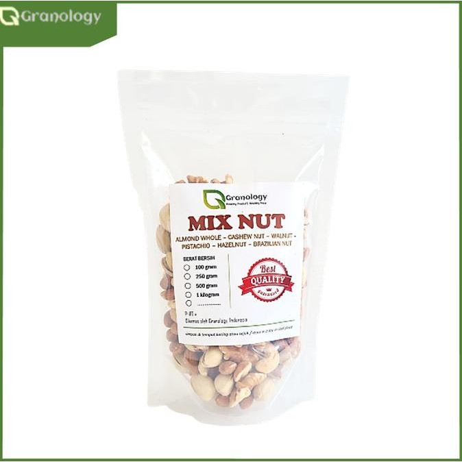 

mix nut 250 gram (mede, almond, walnut, hazelnut, pistachio & brazil) termurah