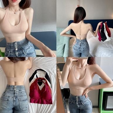 TANGTOP TANK TOP TANKTOP PAKAIAN SEXY WANITA TALI LEHER KAIN LEMBUT