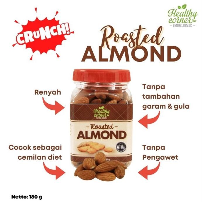 

roasted natural whole raw almond ( kacang almon panggang ) - 180 gr termurah