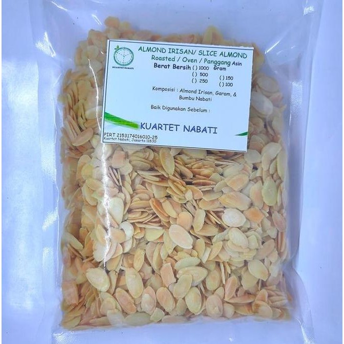 

500gr roasted slice almond - almond irisan rasa asin - oven - panggang - matang - vegan termurah