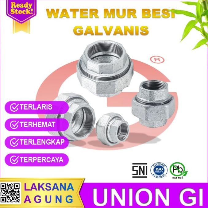 Tersedia Water mur Galvanis 1-1/2 inch | Water mur Gi 1.5" Drat dalam