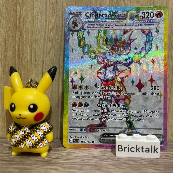 Terlaris Kartu Pokemon TCG sv7s Cinderace ex Terastal SR 192/166 Trading Card Game Bahasa Indonesia 