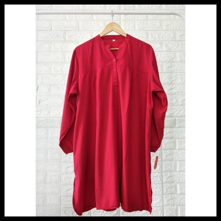 Terbaru Tunik Polos Viscose Jumbo Merah Cabe Best Seller