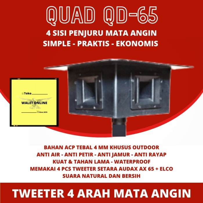TWEETER WALET HEXAGONAL QUAD QD 65 4 SISI 4 PENJURU SETARA AUDAX