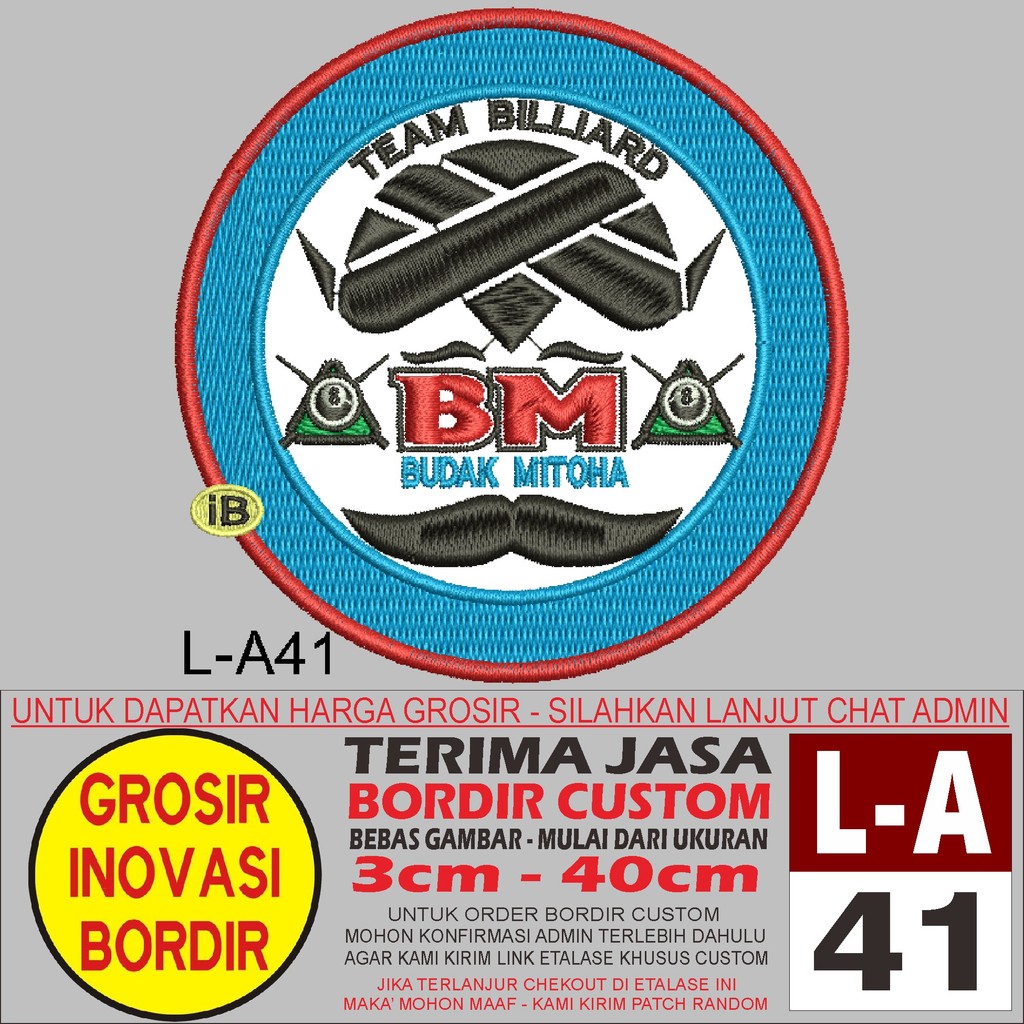 PATCH BORDIR LOGO L-A41 TEAM BILLIARD BM BUDAK MITOHA - GIB REVIEW/TESTINMONI