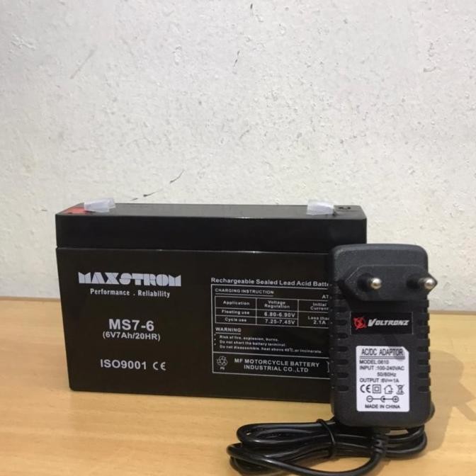 Aki Kering 6V 7Ah + Charger Mobilan Motor Mainan Anak