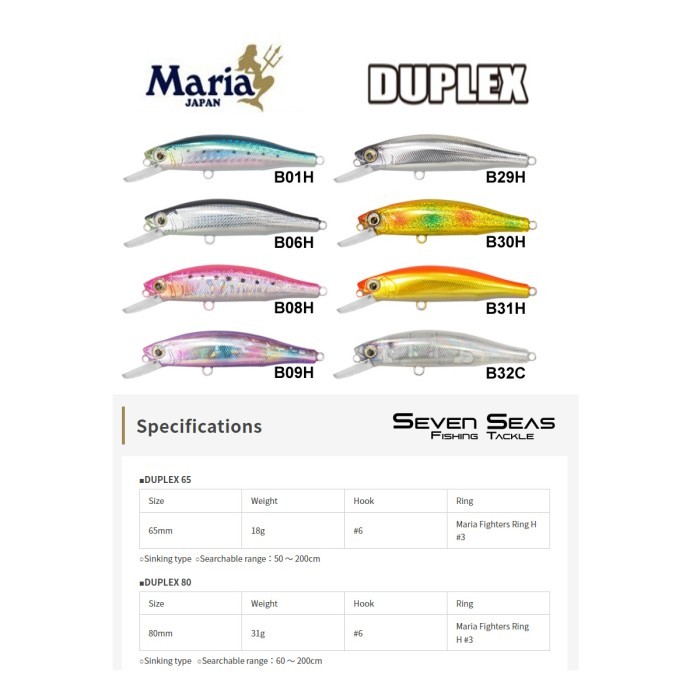 TERLARIS Maria Duplex Sinking Minnow Lure Umpan Pancing