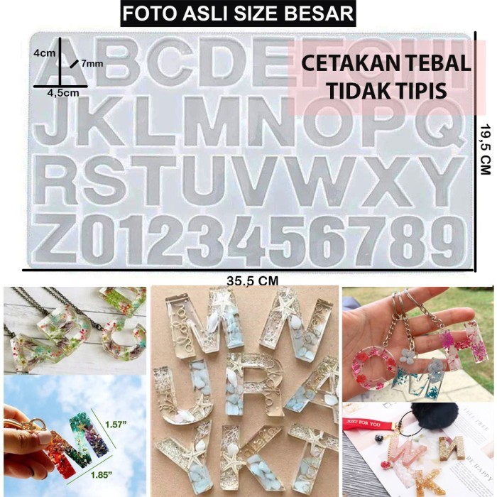 Cetakan Resin BESAR 26 Huruf A-Z &Angka Alfabet Alphabeth Mold Silikon