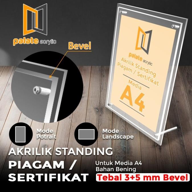 

Akrilik Frame / Display Meja / Acrylic Standing Frame Piagam A4