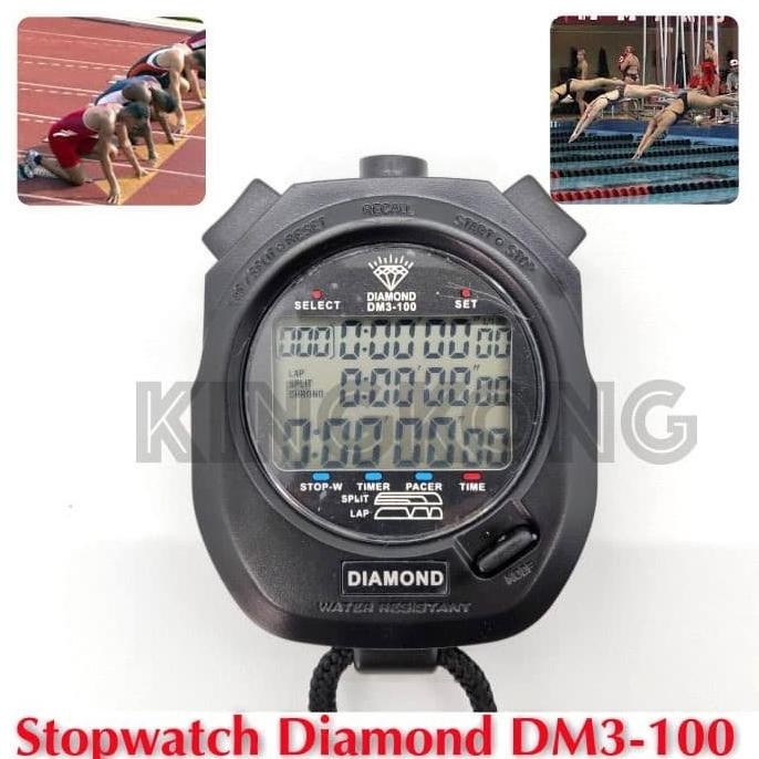 Stopwatch Diamond Original 100 Memory Digital Olahraga
