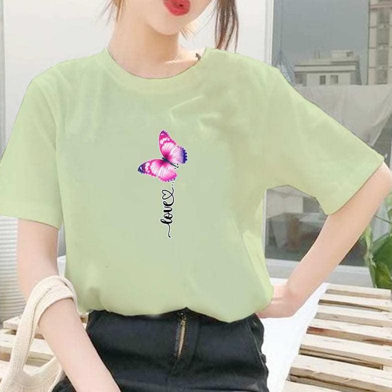Promo Kaos Harian Wanita Atasan Remaja Dewasa Butterfly Baju Lengan Pendek Perempuan