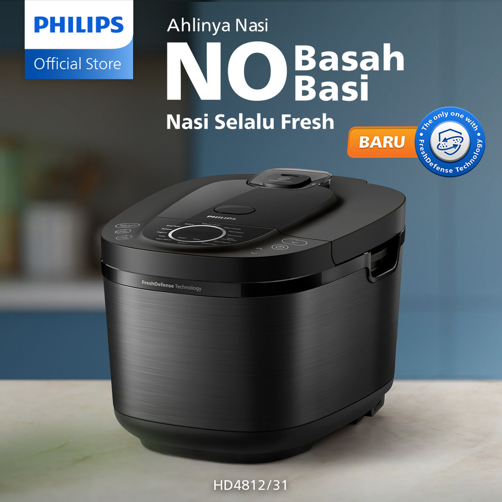 Philips Digital Rice Cooker Magicom 1.8 L - 3000 Digital Series HD4812/31 - Hitam - 18 Menu Masak - 