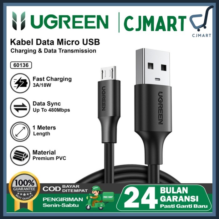 Kabel Data Micro USB 18W UGREEN Fast Charging Premium Braided
