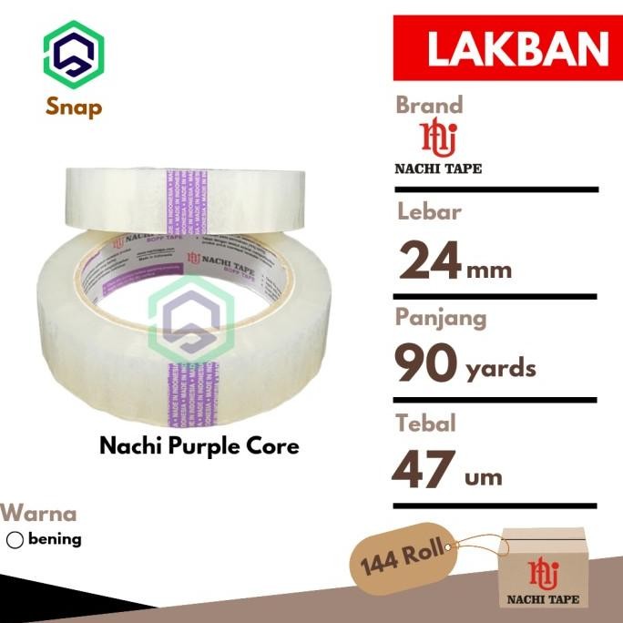 

Terlaris Lakban Plakban Solasi Nachi Bening 1 Dus = 144 Roll 1 Inch Ready Stok
