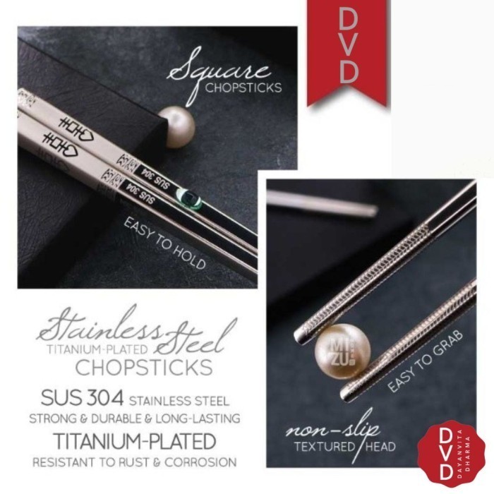 Ravnick Stainless Steel Chopsticks Sumpit Stainless Korea Asli