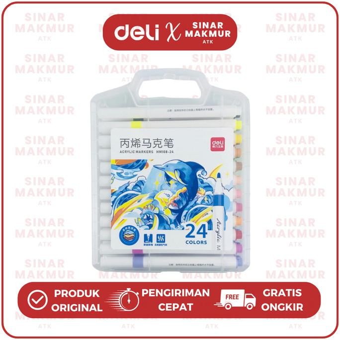

Spidol Akrilik/Acrylic Marker Bullet Tip 24 Warna Deli HM108-24 (Set) Termurah