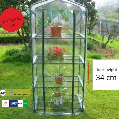 Greenhouse Rumah Kaca Portable Knock Down Transparan 4 Layer