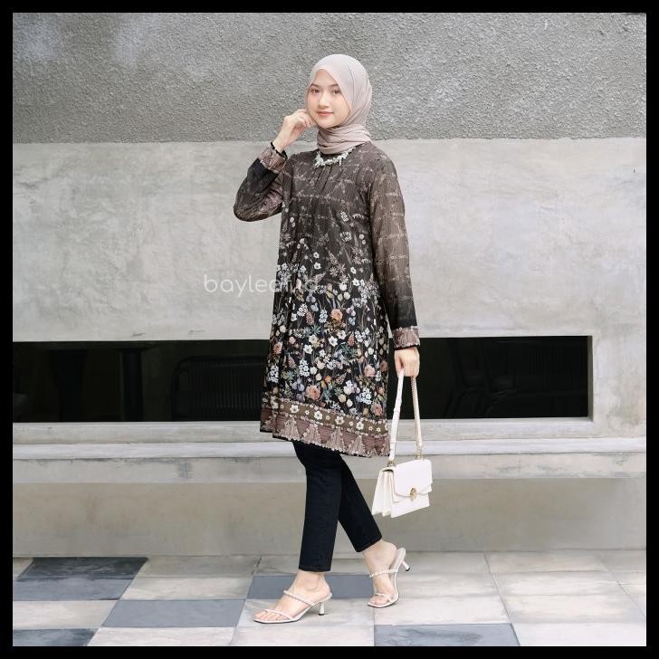 Bayleaf.Id Aster Ellen Tunik Motif Bunga / Midi Dress Motif Bunga Best Seller